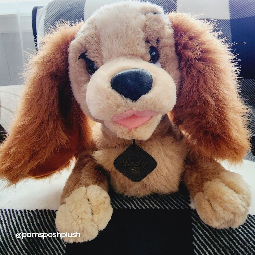 Disney Lady and The Tramp Plush 17" Metal Name Tag Stuffed Animal Soft Toy